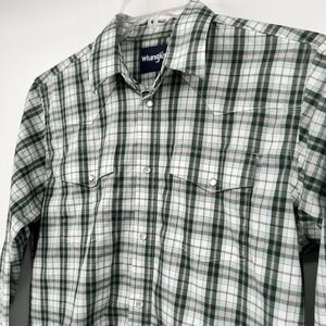Wrangler Western White Pearl Snap Long Sleeve Shirt Plaid Men's 2XL XXL Cowboy